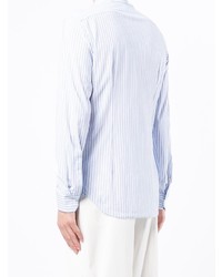 Chemise à manches longues à rayures verticales bleu clair Corneliani