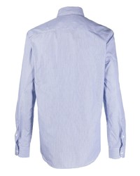 Chemise à manches longues à rayures verticales bleu clair Fay