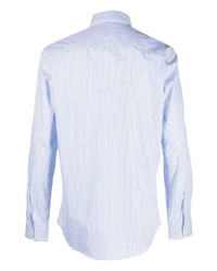 Chemise à manches longues à rayures verticales bleu clair Fay