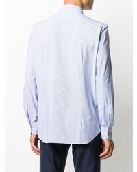 Chemise à manches longues à rayures verticales bleu clair Mazzarelli