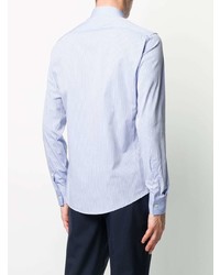 Chemise à manches longues à rayures verticales bleu clair Emporio Armani