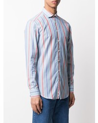 Chemise à manches longues à rayures verticales bleu clair Etro