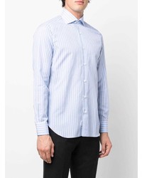 Chemise à manches longues à rayures verticales bleu clair Barba