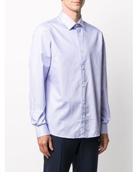 Chemise à manches longues à rayures verticales bleu clair Z Zegna