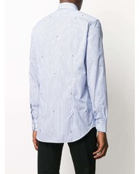 Chemise à manches longues à rayures verticales bleu clair Etro