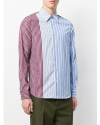 Chemise à manches longues à rayures verticales bleu clair Marni