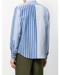 Chemise à manches longues à rayures verticales bleu clair Marni