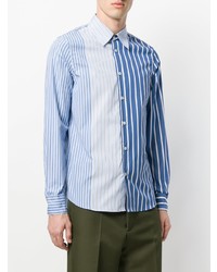 Chemise à manches longues à rayures verticales bleu clair Marni