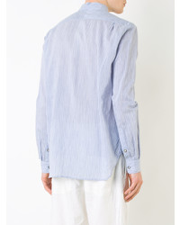 Chemise à manches longues à rayures verticales bleu clair Forme D'expression