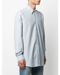 Chemise à manches longues à rayures verticales bleu clair Gucci