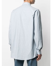 Chemise à manches longues à rayures verticales bleu clair Gucci