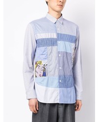 Chemise à manches longues à rayures verticales bleu clair Junya Watanabe MAN