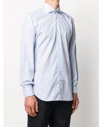 Chemise à manches longues à rayures verticales bleu clair Barba