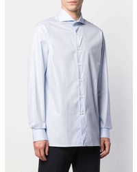 Chemise à manches longues à rayures verticales bleu clair Canali