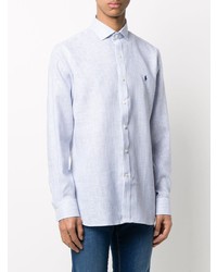 Chemise à manches longues à rayures verticales bleu clair Polo Ralph Lauren