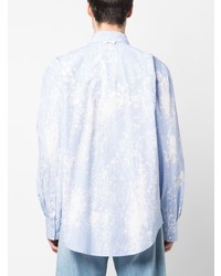 Chemise à manches longues à rayures verticales bleu clair MSGM