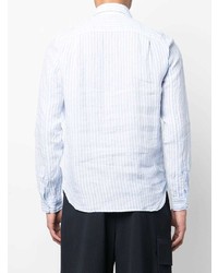 Chemise à manches longues à rayures verticales bleu clair Dell'oglio