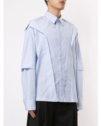 Chemise à manches longues à rayures verticales bleu clair Fengchen Wang