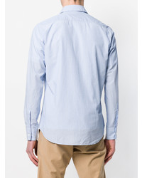Chemise à manches longues à rayures verticales bleu clair Aspesi