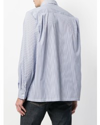 Chemise à manches longues à rayures verticales bleu clair MSGM