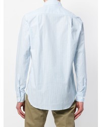 Chemise à manches longues à rayures verticales bleu clair Loro Piana