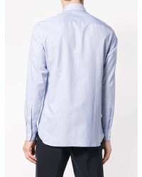 Chemise à manches longues à rayures verticales bleu clair Z Zegna