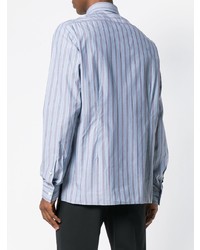 Chemise à manches longues à rayures verticales bleu clair Lanvin