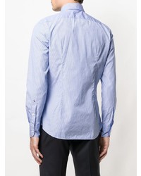 Chemise à manches longues à rayures verticales bleu clair Glanshirt