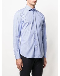 Chemise à manches longues à rayures verticales bleu clair Glanshirt