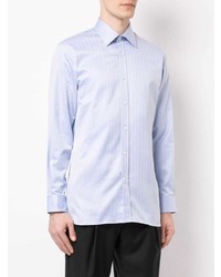 Chemise à manches longues à rayures verticales bleu clair Gieves & Hawkes