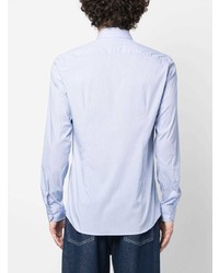 Chemise à manches longues à rayures verticales bleu clair Fay