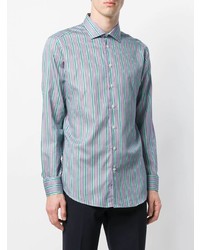 Chemise à manches longues à rayures verticales bleu clair Etro