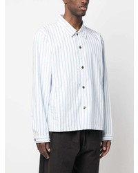 Chemise à manches longues à rayures verticales bleu clair Stussy