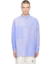 Chemise à manches longues à rayures verticales bleu clair Tanaka
