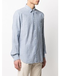 Chemise à manches longues à rayures verticales bleu clair Aspesi