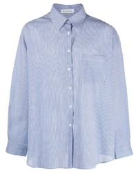 Chemise à manches longues à rayures verticales bleu clair The Frankie Shop
