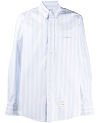 Chemise à manches longues à rayures verticales bleu clair Thom Browne