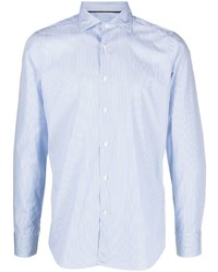 Chemise à manches longues à rayures verticales bleu clair Tintoria Mattei