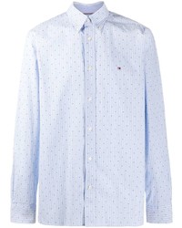 Chemise à manches longues à rayures verticales bleu clair Tommy Hilfiger