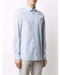 Chemise à manches longues à rayures verticales bleu clair Ermenegildo Zegna