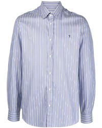 Chemise à manches longues à rayures verticales bleu clair Trussardi
