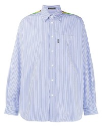 Chemise à manches longues à rayures verticales bleu clair Versace