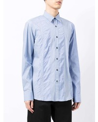 Chemise à manches longues à rayures verticales bleu clair Salvatore Ferragamo