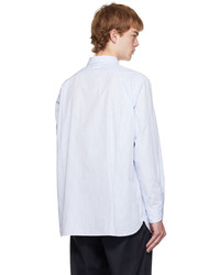 Chemise à manches longues à rayures verticales bleu clair Nanamica