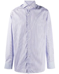 Chemise à manches longues à rayures verticales bleu clair Xacus