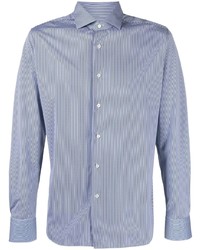 Chemise à manches longues à rayures verticales bleu clair Xacus