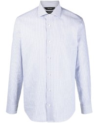 Chemise à manches longues à rayures verticales bleu clair Z Zegna