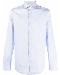Chemise à manches longues à rayures verticales bleu clair Z Zegna