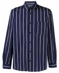 Chemise à manches longues à rayures verticales bleu marine et blanc A.P.C.