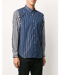 Chemise à manches longues à rayures verticales bleu marine et blanc Comme Des Garcons Homme Plus